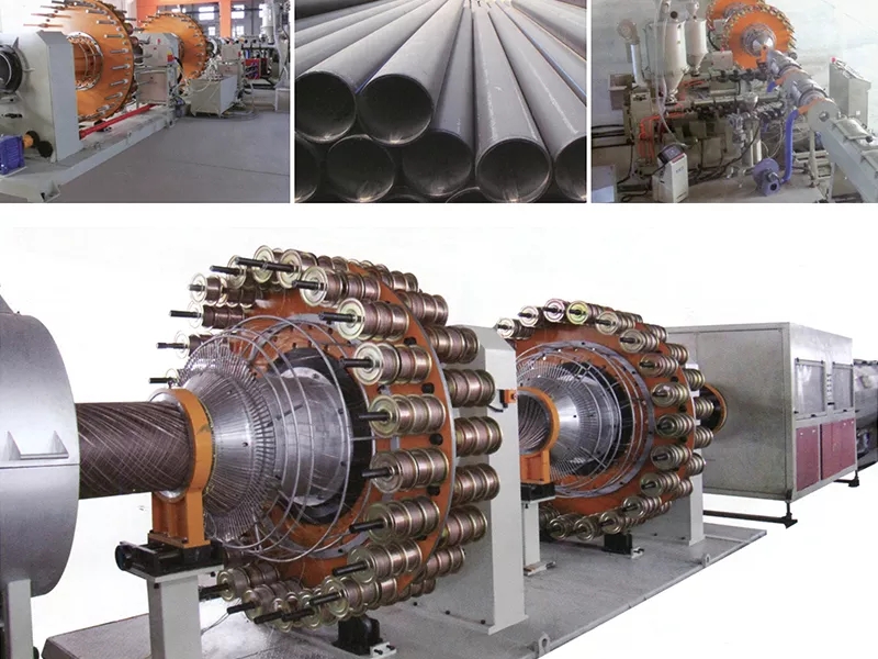 Special winding reinforced pipe extrusion production line