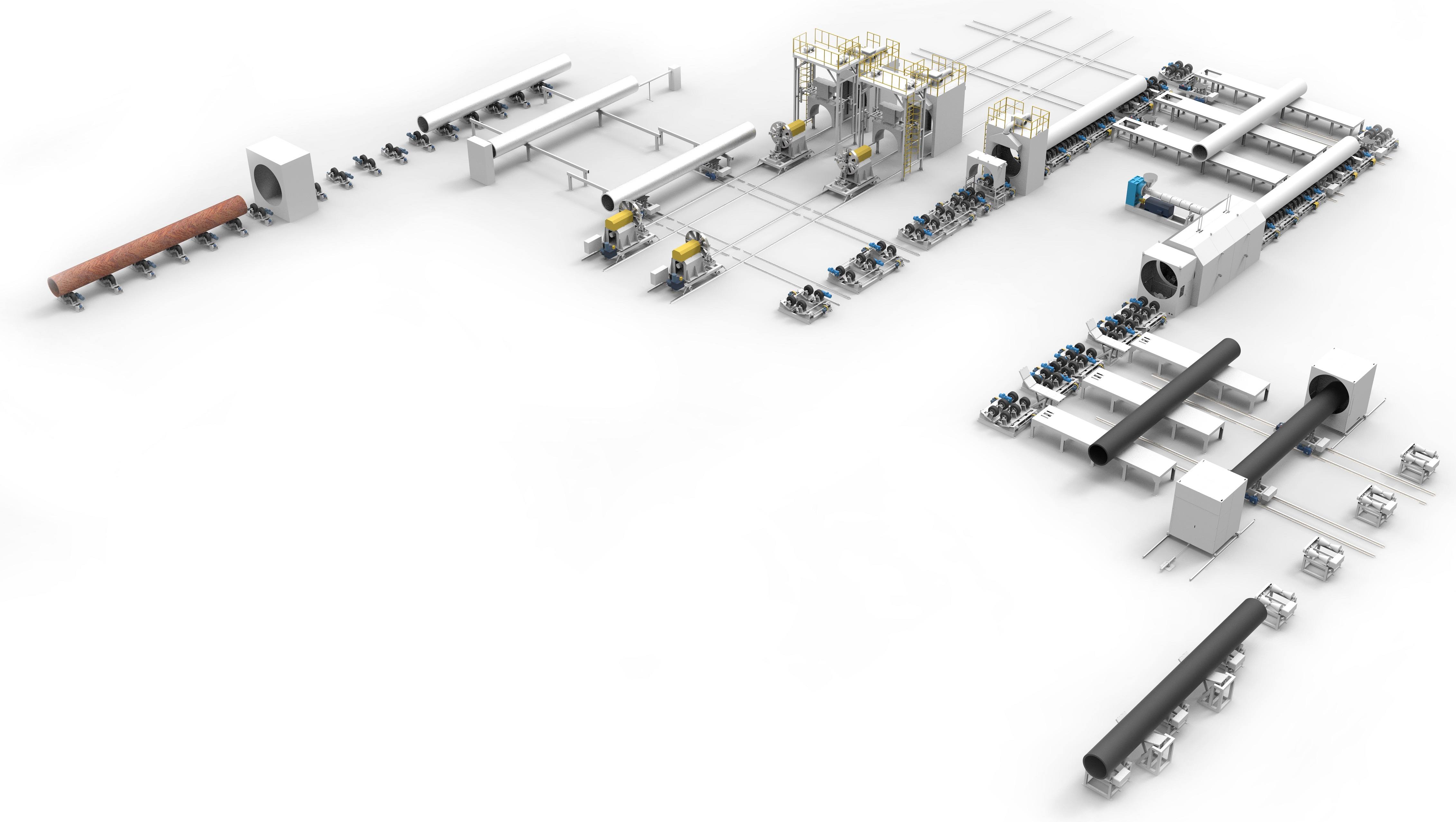 Polyurethane Spray Winding 3PE Coated Steel Pipe Production Line